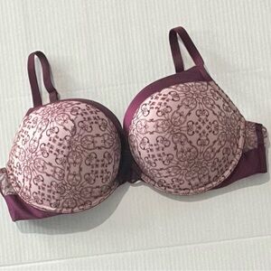 Victoria's Secret Pink and Maroon Bombshell Push Up Bra